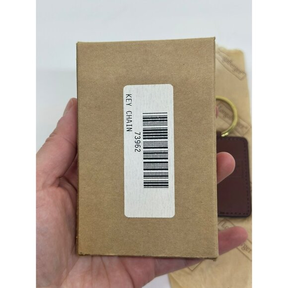 Longaberger Brown Leather Keychain With Gold-Tone Ring In Original Box - Picture 4 of 8